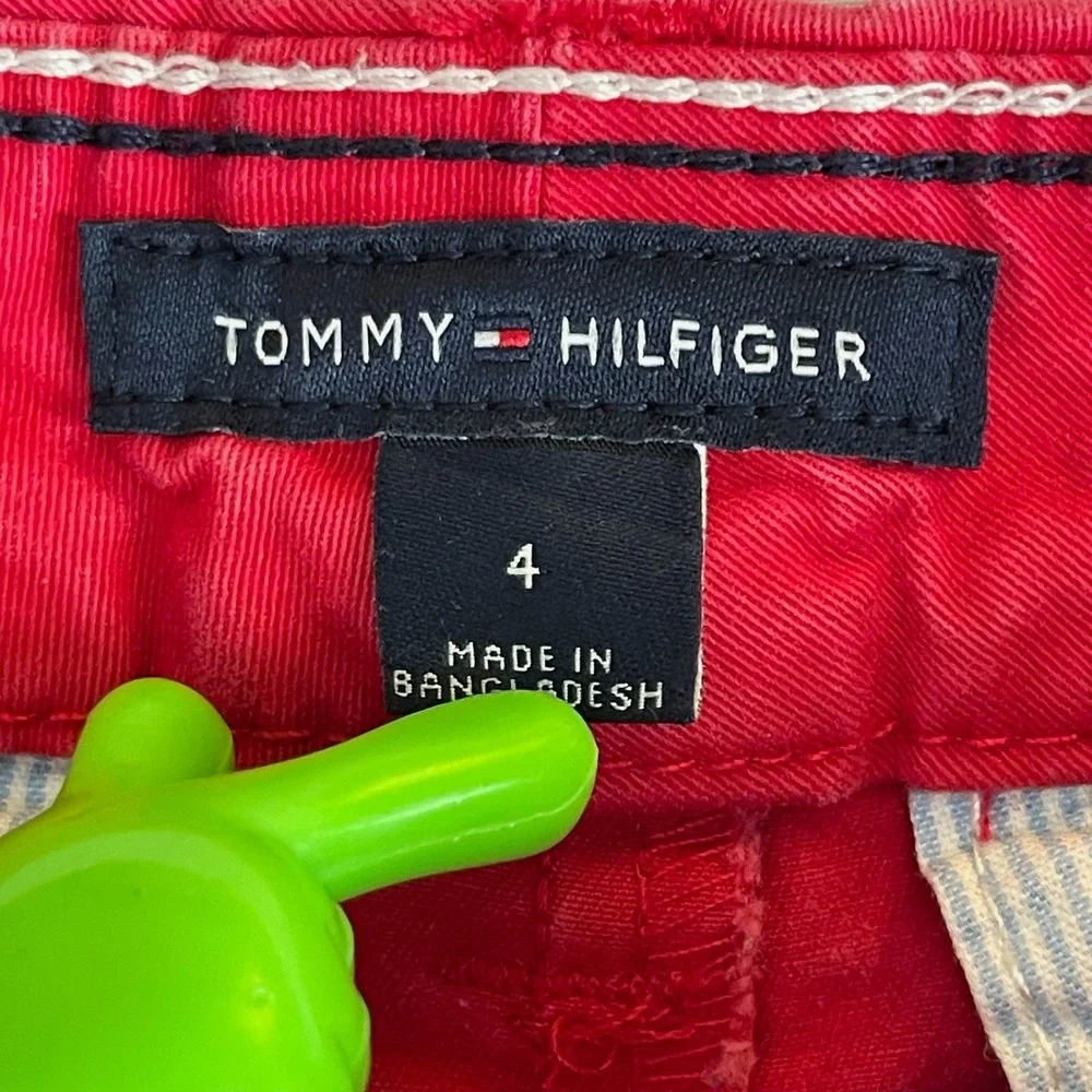 Tommy Hilfiger Women's Red Stretch Preppy Sailor Button Chino Shorts Size 4